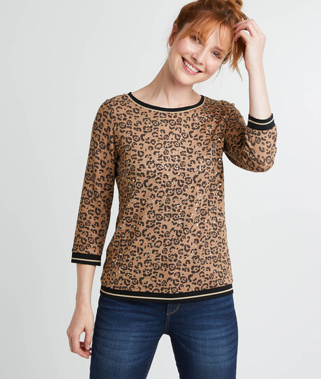 T-shirt imprimé léopard femme CARAMEL