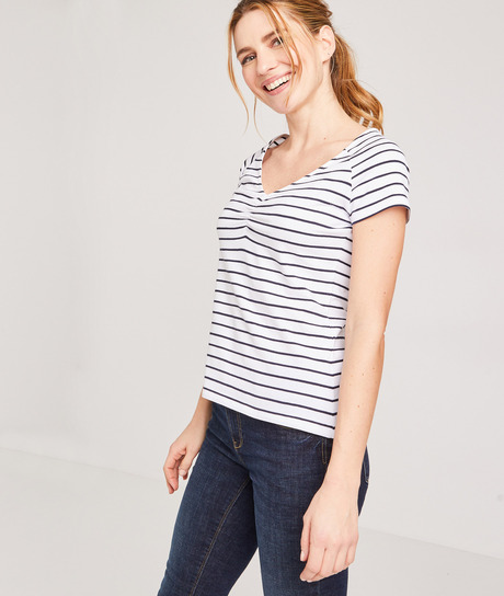 T-shirt marinière femme BLANC