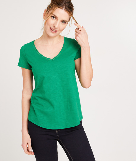 T-shirt 100% coton uni femme VERT