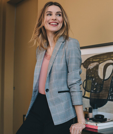 Veste de tailleur à carreaux femme NOIR