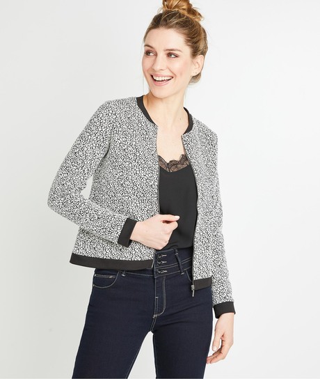 Veste maille jacquard femme ECRU