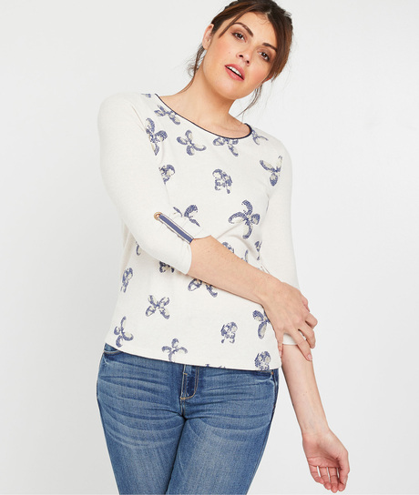 T-shirt imprimé papillons femme BEIGE