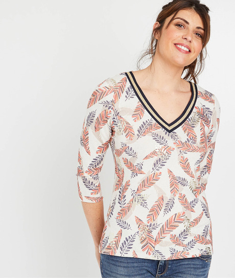 T-shirt imprimé doux femme BEIGE