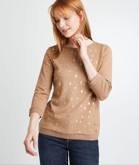 T-shirt taupe à motifs femme TAUPE