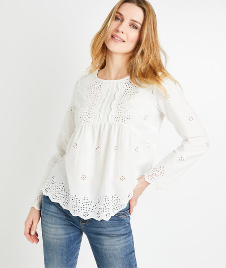 Blouse en coton écrue femme ECRU