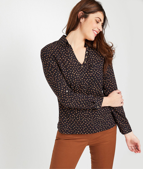 Vareuse noire imprimée femme IMPRIME FOND NOIR