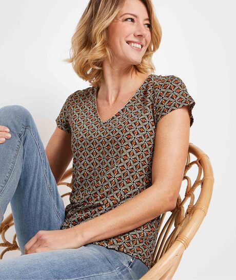 T-shirt imprimé géométrique femme NOIR