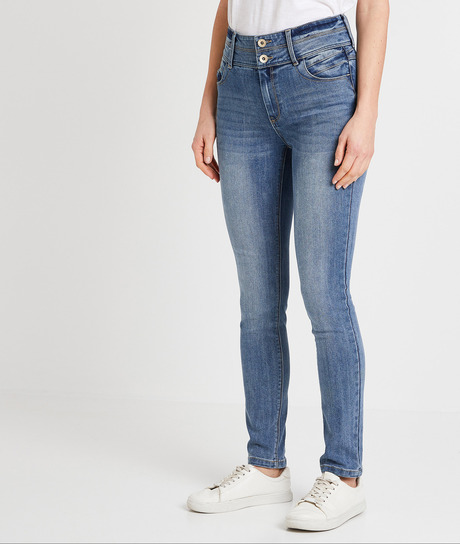 Jean raccourci taille haute femme STONE
