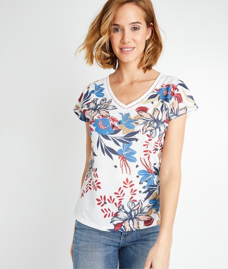 T-shirt imprimé femme ECRU