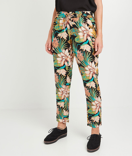 Pantalon fluide imprimé femme NOIR