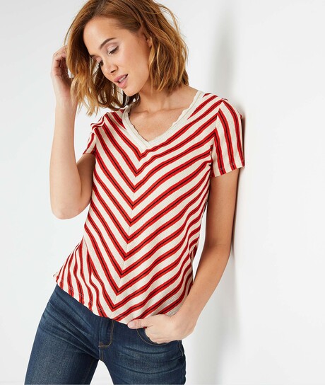 T-shirt à rayures femme ECRU