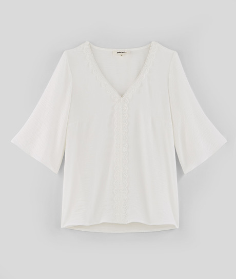 Blouse écrue à dentelle femme ECRU