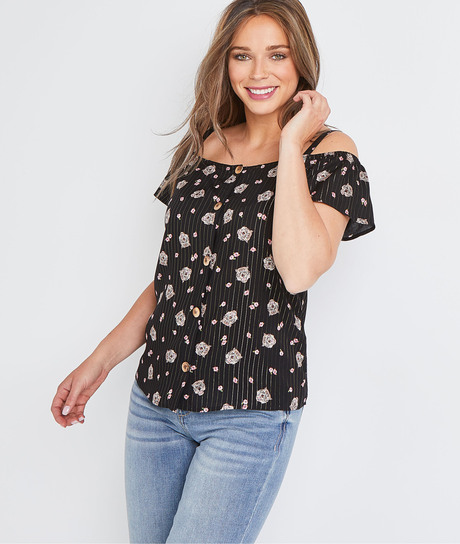 Blouse rayée épaules dénudées femme MULTICOLORE