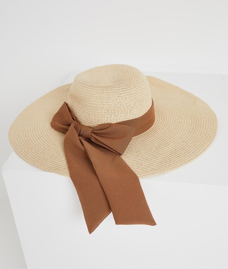 Chapeau de paille avec ruban femme NATUREL