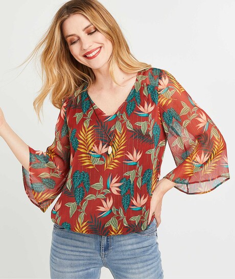 Blouse colorée en voile femme TERRACOTTA