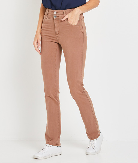 Pantalon droit taille haute uni femme CAFE
