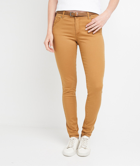 Jean slim de couleur femme HAVANE
