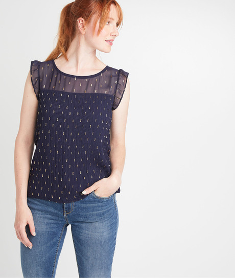 Blouse marine à motifs femme BLEU