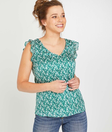 Blouse verte imprimée femme VERT