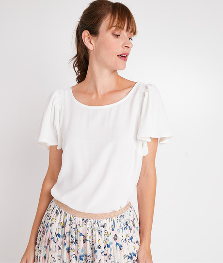 Blouse écrue manches évasées femme ECRU