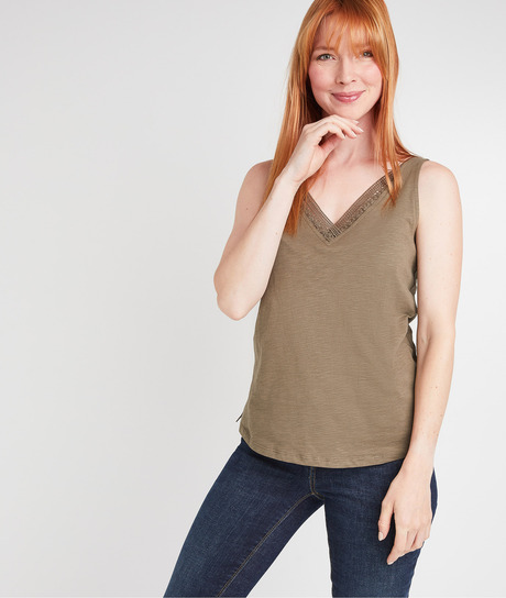 Débardeur kaki en coton femme KAKI