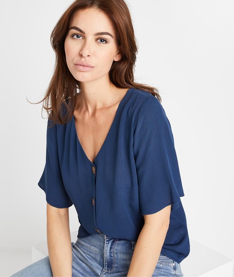 Blouse boutonnée unie femme MARINE