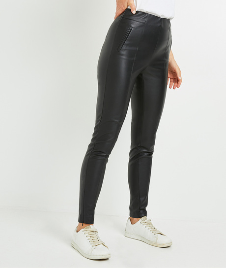 Legging en simili cuir noir femme NOIR