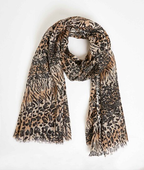Foulard en coton imprimé femme KAKI