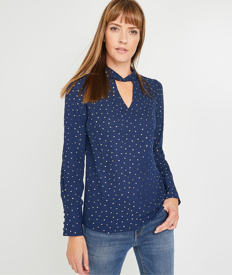 Blouse bleue à pois femme MARINE