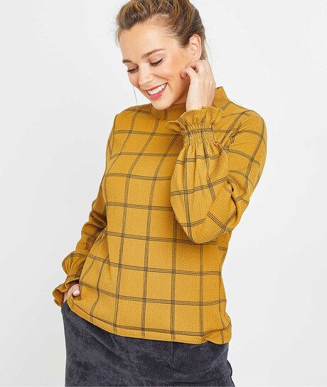 T-shirt à carreaux safran femme SAFRAN
