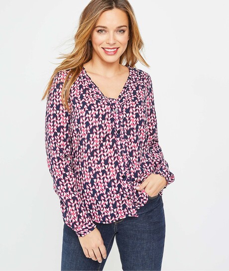 Blouse imprimé coeurs femme MARINE