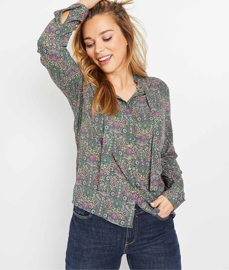 Blouse verte imprimée femme VERT