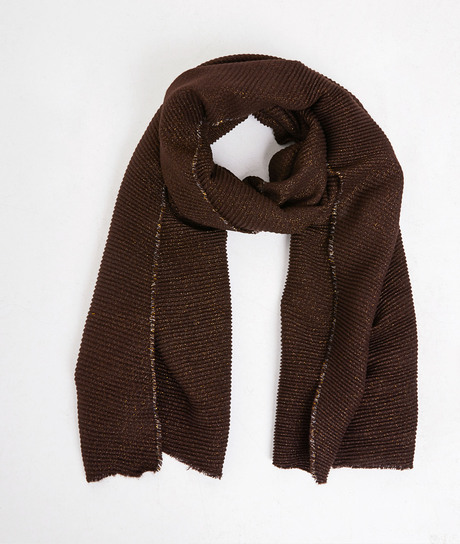 Foulard plissé uni brillant femme MARRON
