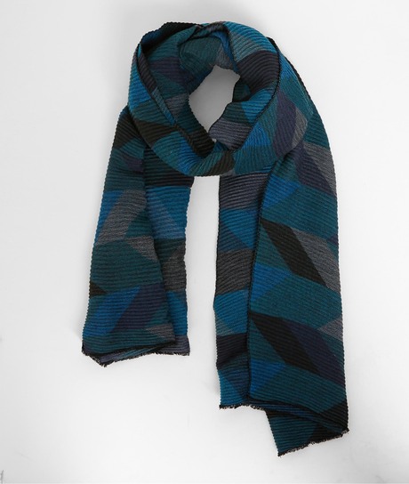 Foulard plissé imprimé graphique femme BLEU