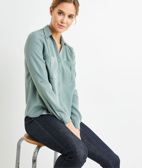 Chemise unie en lyocell femme SAUGE
