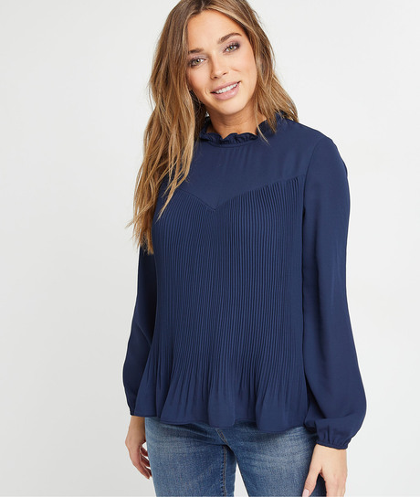 Blouse plissée bleu marine femme MARINE