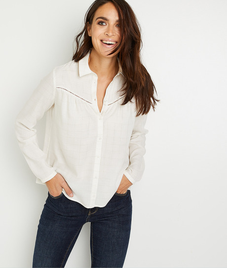 Blouse fluide à carreaux femme ECRU