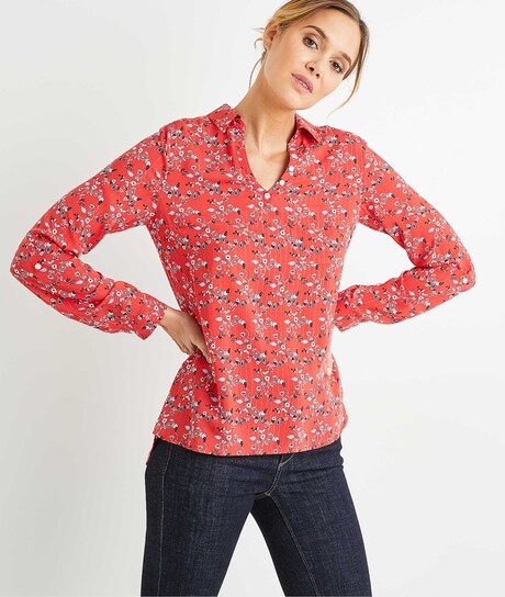 Blouse rouge fleurie femme ROUGE
