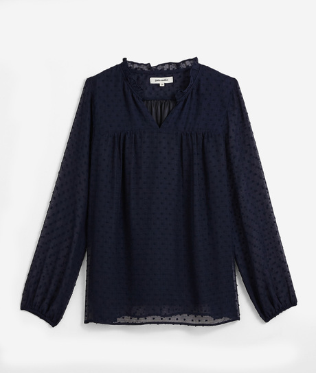 Blouse en plumetis bleu marine femme MARINE