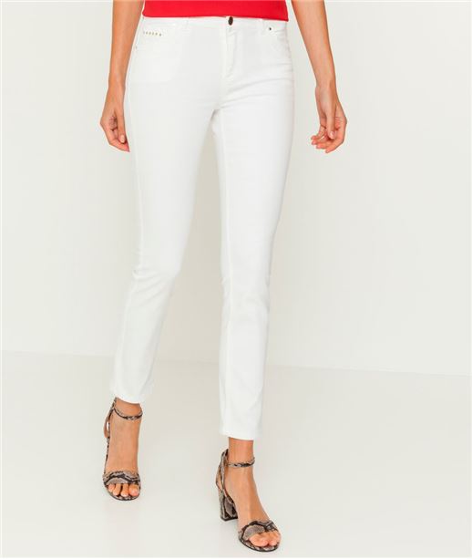 Jean femme uni couleur raccourci BLANC