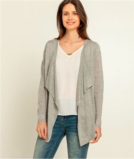 Gilet femme à pans longs GRIS
