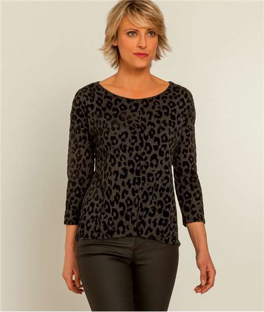 T-shirt femme léopard ANTHRACITE