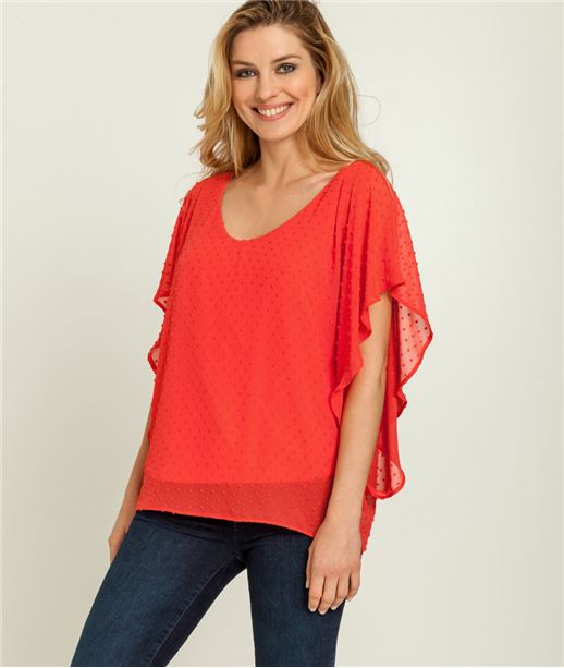 T-shirt femme 2 en 1 plumetis CORAIL