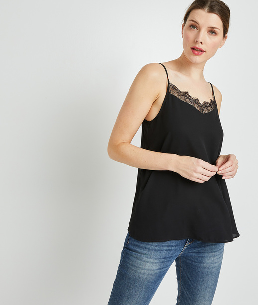Top lingerie dentelle femme NOIR