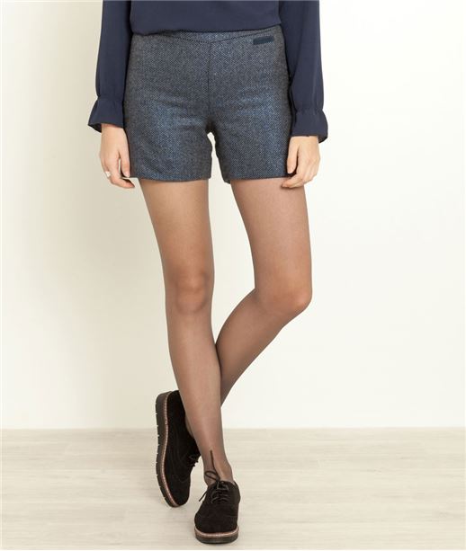 Short femme habillé avec laine MARINE