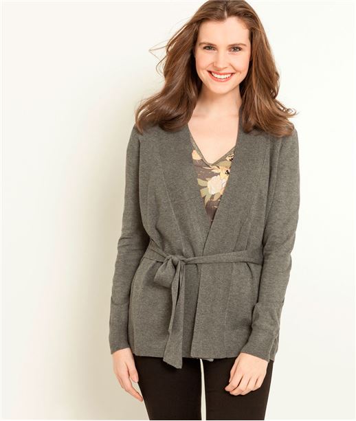Gilet femme ceinture GRIS