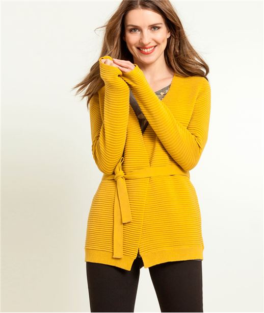 Long gilet femme ceinturé CITRINE