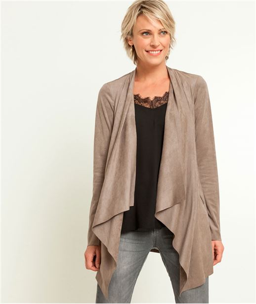 Veste longue femme suédine BEIGE