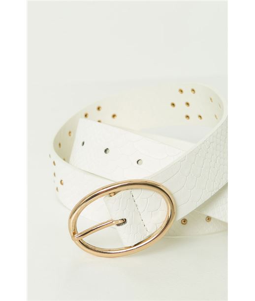 Ceinture femme clous et imitation croco BLANC NON OPTIQUE