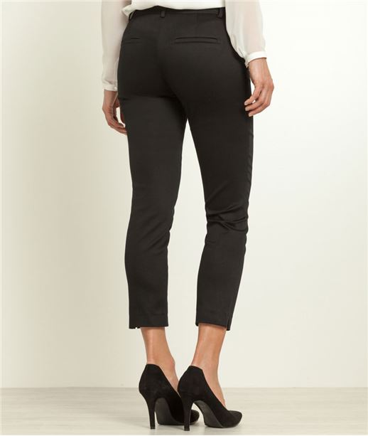 Pantalon femme 7/8 satin de coton NOIR